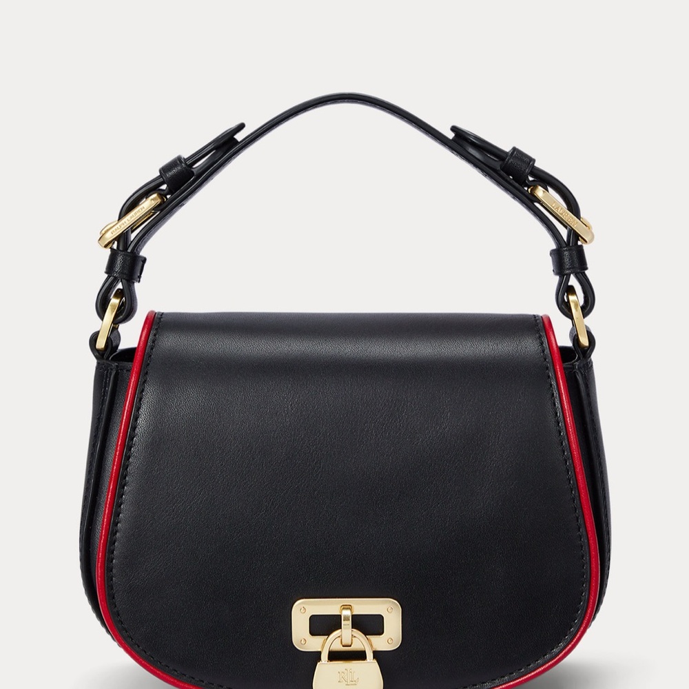 Ralph Lauren Black and Red Shoulder Bag with Gold Accents